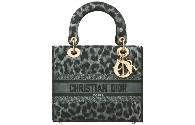 DIOR Lady D Lite Embroidery Handbag, Handbag, Shoulder Bag, Crossbody Bag Medium Women's Gray