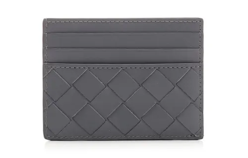 Bottega Veneta Smooth Finish Leather Wallet Men's Gray