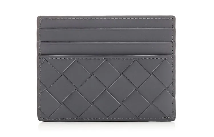 Bottega Veneta Smooth Finish Leather Wallet Men's Gray