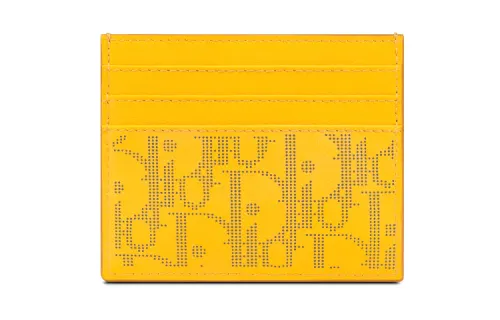 DIOR Cow Leather Card Holder Men's Yellow