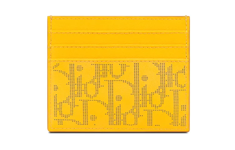 DIOR Cow Leather Card Holder Men's Yellow