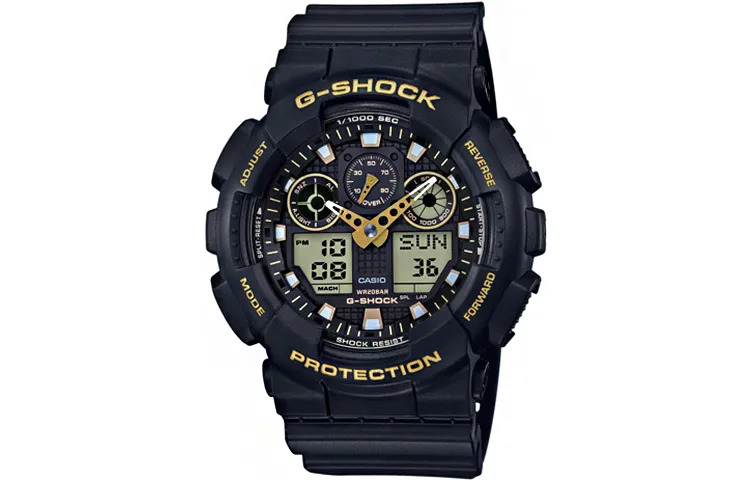 CASIO Men Liquid Crystal/Analog Dual Display Series Black Watch GA-100GBX-1A9