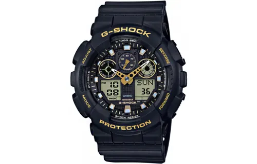 CASIO Men Liquid Crystal/Analog Dual Display Series Black Watch GA-100GBX-1A9