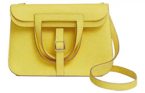 HERMES Halzan Togo Calfskin Horseshoe Bag, Portable Crossbody Bag, Shoulder Bag Women's 9R Lime Lemon