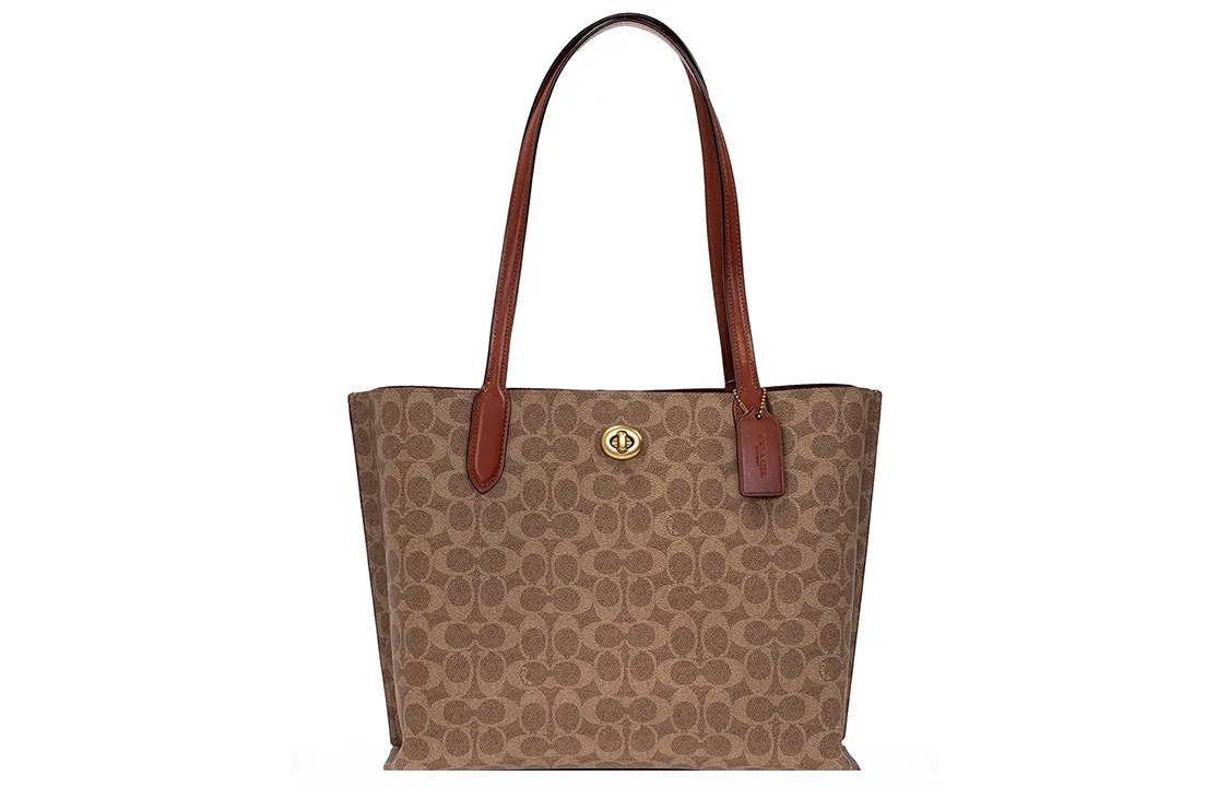 COACH Willow Coated Canvas With Calfskin Tote Bag, Shopping Bag, Handbag, Shoulder Bag Large Women's Brown