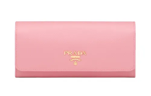 PRADA Saffiano Flap Leather Wallet Large Women's Pink