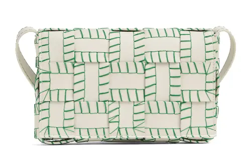 Bottega Veneta CASSETTE Lambskin Small Block Small Square Bag, Shoulder Bag, Crossbody Bag Women's White/Parrot Green