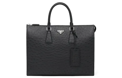 PRADA Leather Tote Bag, Shopping Bag, Handbag Regular Men's Black