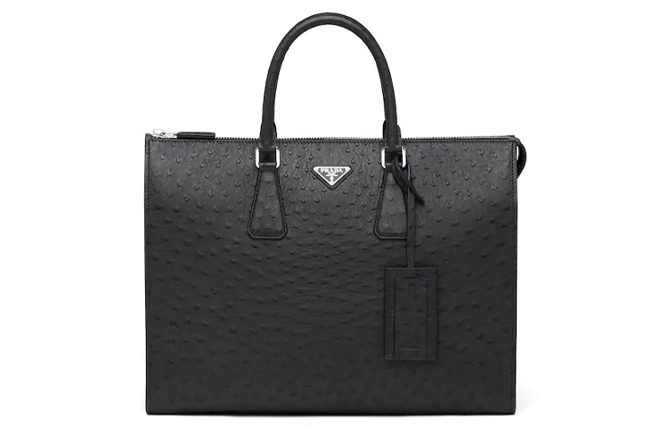 PRADA Leather Tote Bag, Shopping Bag, Handbag Regular Men's Black