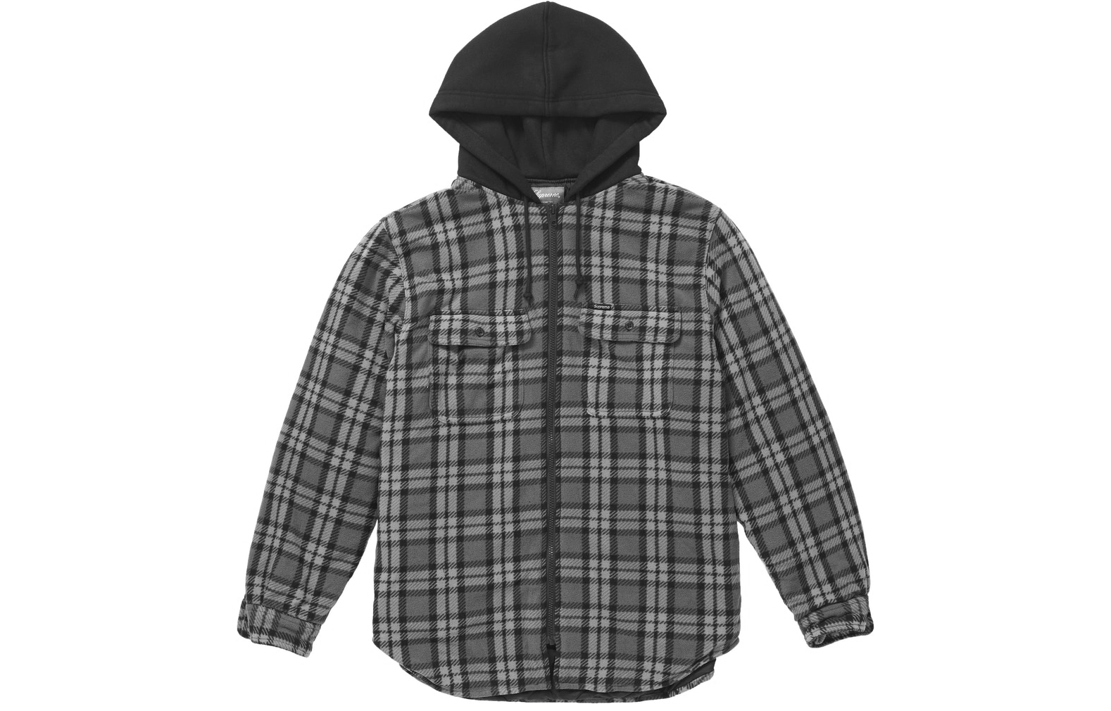 Supreme FW18 Hooded Plaid Work Shirt Black     