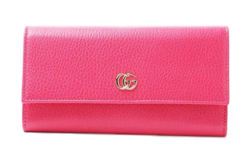 GUCCI GG Marmont Leather Wallet Women's Pink