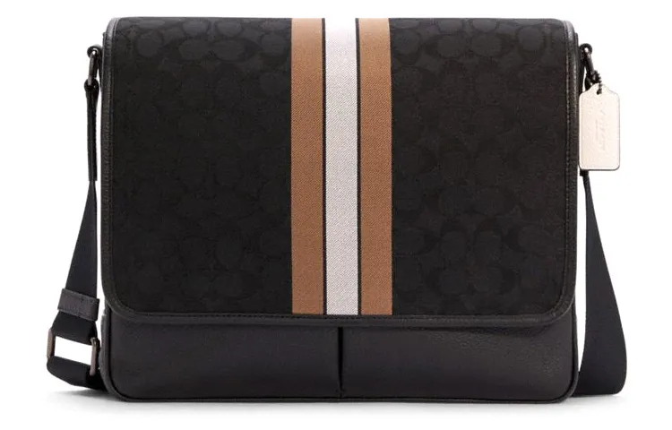 COACH Thompson Leather Crossbody Bag, Map Bag, Shoulder Bag Regular Unisex Black