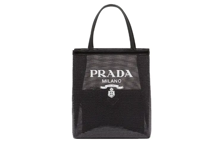 PRADA Fabric Combo Bag, Tote Bag, Shopping Bag, Shoulder Bag, Handbag Small Women's Black