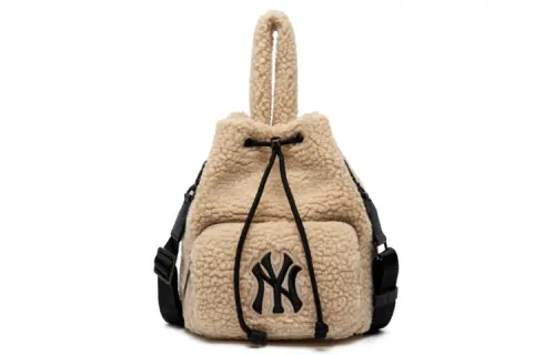 MLB Polyester Bucket Bag, Handbag, Shoulder Bag, Crossbody Bag Regular Women's Milk Tea Khaki