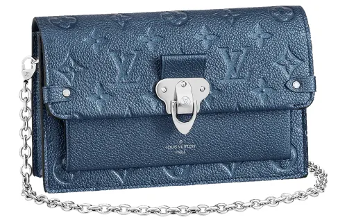LOUIS VUITTON Vavin Leather Mewi Wallet Handbag Regular Women's Blue