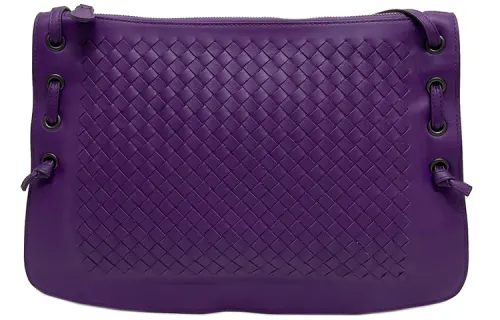 Bottega Veneta Cow Leather Crossbody Bag, Shoulder Bag Medium Women's Purple