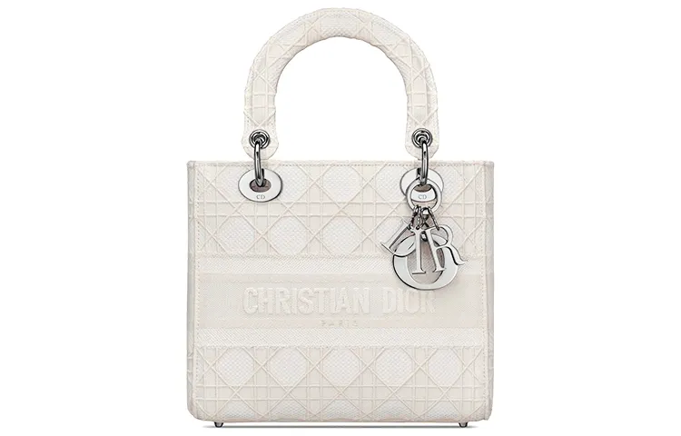 DIOR Lady D Lite Wicker Pattern Embroidery Handbag Shoulder Bag Handbag Women's White Wicker Pattern Embroidery