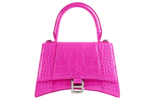 Balenciaga Hourglass Cow Leather Handbag Small Women's Bright Pink