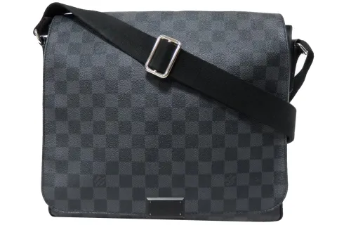 LOUIS VUITTON District Canvas With Leather Messenger Bag, Crossbody Bag, Shoulder Bag Men's Black