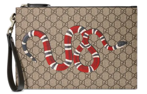 GUCCI Canvas With Leather Clutch Men's Ebony/Black