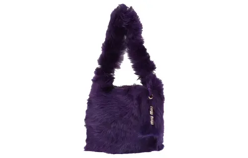 MIU MIU Sheepskin With Wool Handbag Women's Purple