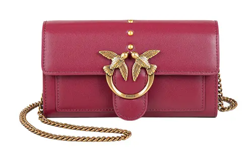 PINKO Cow Leather Bird Bag, Wallet, Card Holder, Shoulder Bag, Crossbody Bag Regular Women's Red