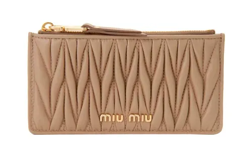 MIU MIU Matelasse Leather Wallet Women's Nude Pink