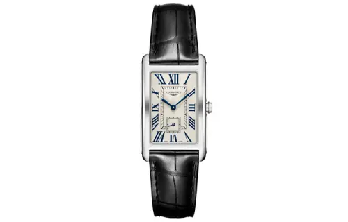 LONGINES Quartz women's watch, white dial, case stainless steel, watch strap, quartz mechanism, 26.1mm, 42mm, crocodile