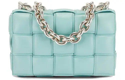 Bottega Veneta Chain Cassette Sheepskin Crossbody Bag, Shoulder Bag Women's Mint