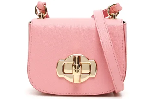PRADA Cow Leather Shoulder Bag Women's Pink