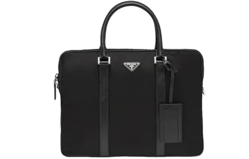 PRADA Nylon With Leather Briefcase, Shoulder Bag, Crossbody Bag, Handbag Men's Black