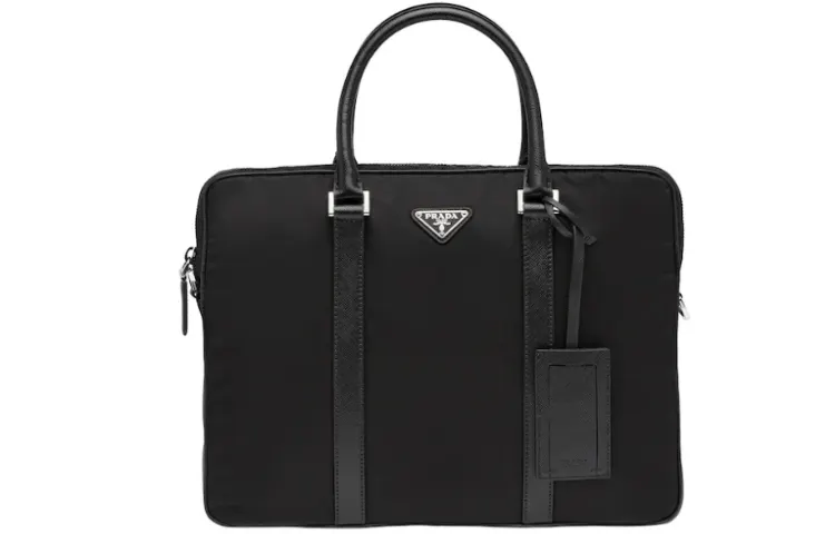 PRADA Nylon With Leather Briefcase, Shoulder Bag, Crossbody Bag, Handbag Men's Black