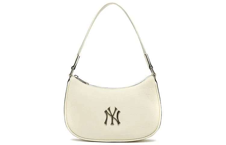 MLB Embo Monogram New York Yankees Hobo Bag White