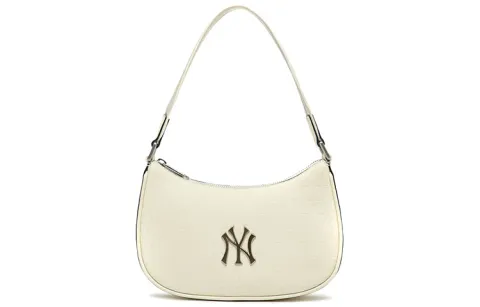 MLB Embo Monogram New York Yankees Hobo Bag White