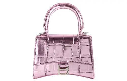 Balenciaga Hourglass Top Handle Mini Pink Metallized