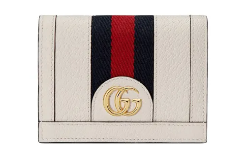 GUCCI Ophidia Leather Card Holder Card Holder Women's White