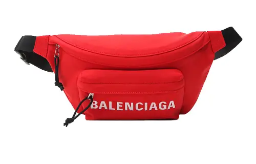 Balenciaga Polyester Fanny Pack Men's Bright Red, Black