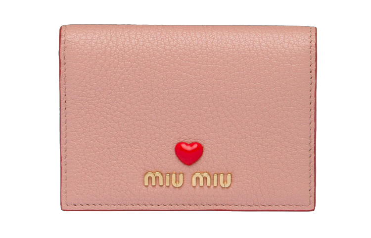 MIU MIU Madras Leather Card Holder Women's Orchid Powder