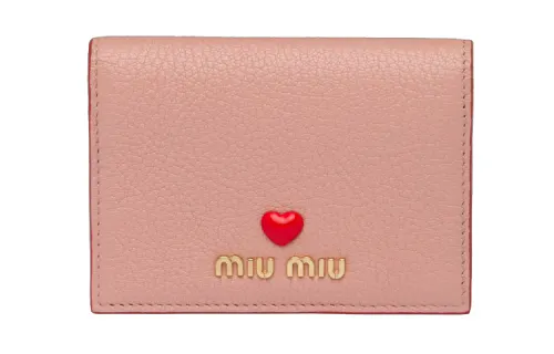 MIU MIU Madras Leather Card Holder Women's Orchid Powder