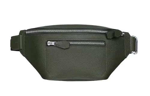 HERMES Cityslide Casual Calfskin Fanny Pack Men's Gray Green