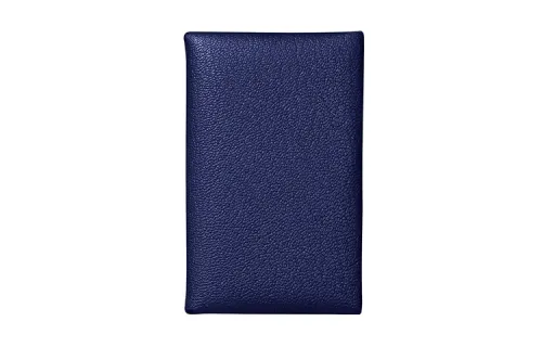 HERMES Calvi Goatskin Card Holder Women's Ink Blue