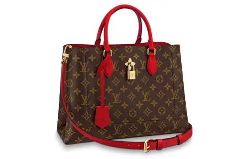 LOUIS VUITTON Flower Tote Coated Canvas Shoulder Bag, Crossbody Bag, Handbag Women's Poppy Red