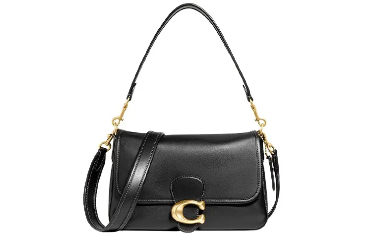 COACH Tabby Soft Cow Leather Shoulder Bag, Portable Crossbody Bag Medium Women's Black