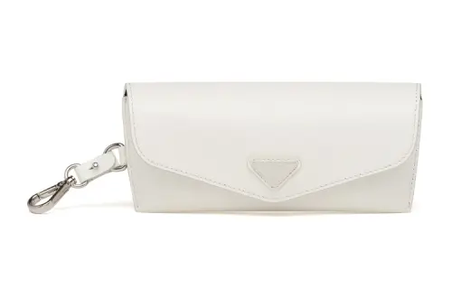 PRADA Saffiano Leather Eyeglass Pouch Unisex White