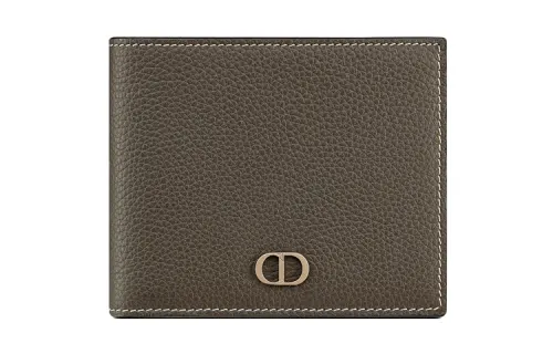 DIOR Black Grained Cow Leather Wallet Men's Ebony Black