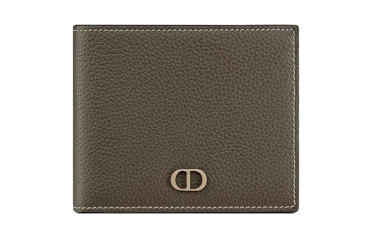 DIOR Black Grained Cow Leather Wallet Men's Ebony Black