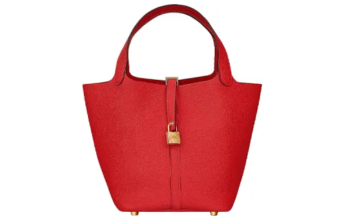 HERMES Picotin Lock Maurice Calfskin Basket Bag, Bucket Bag, Handbag 22 Women's S3 Rouge De Coeur Heart Red