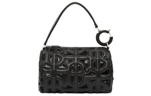 Burberry Leather Rhombi Shoulder Bag Women's Black