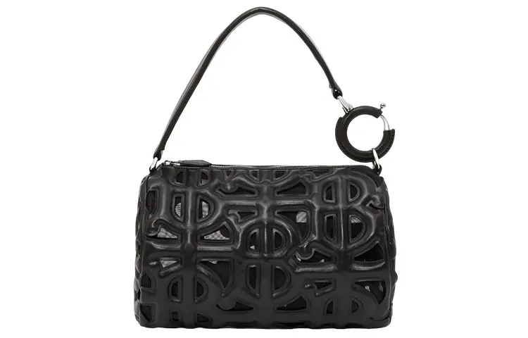 Burberry Leather Rhombi Shoulder Bag Women's Black