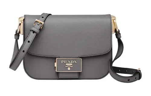 PRADA Saffiano Leather Shoulder Bag Women's Marble Gray